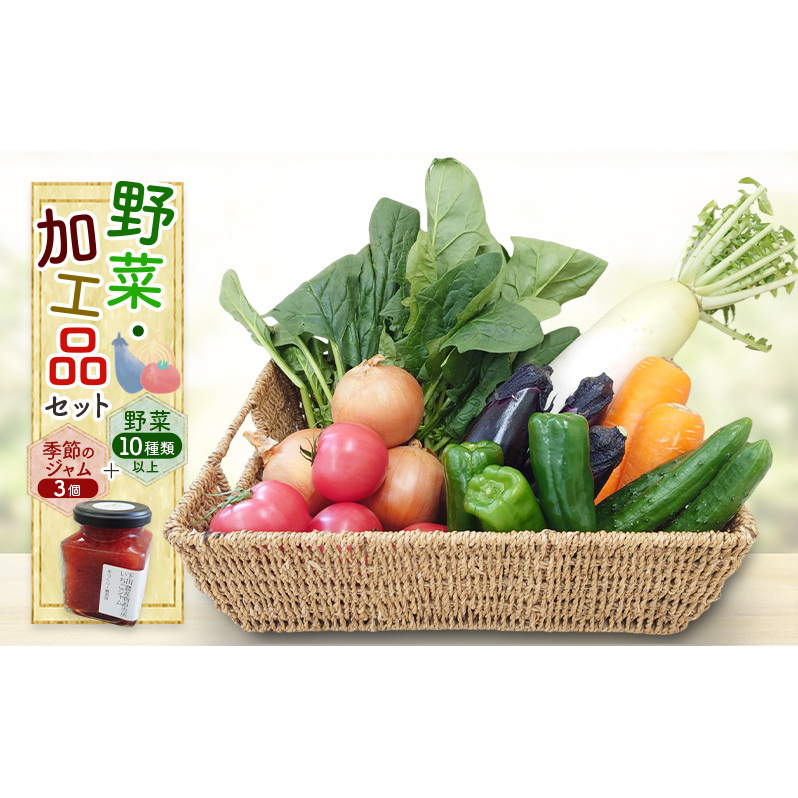 野菜・加工品セット 野菜10種類以上+季節のジャム3個 野菜 季節の野菜 セット 産地直送 新鮮 野菜農家 季節 詰め合わせ 産直 国産 お楽しみ おまかせセット 千葉市千葉県千葉市34000野菜・