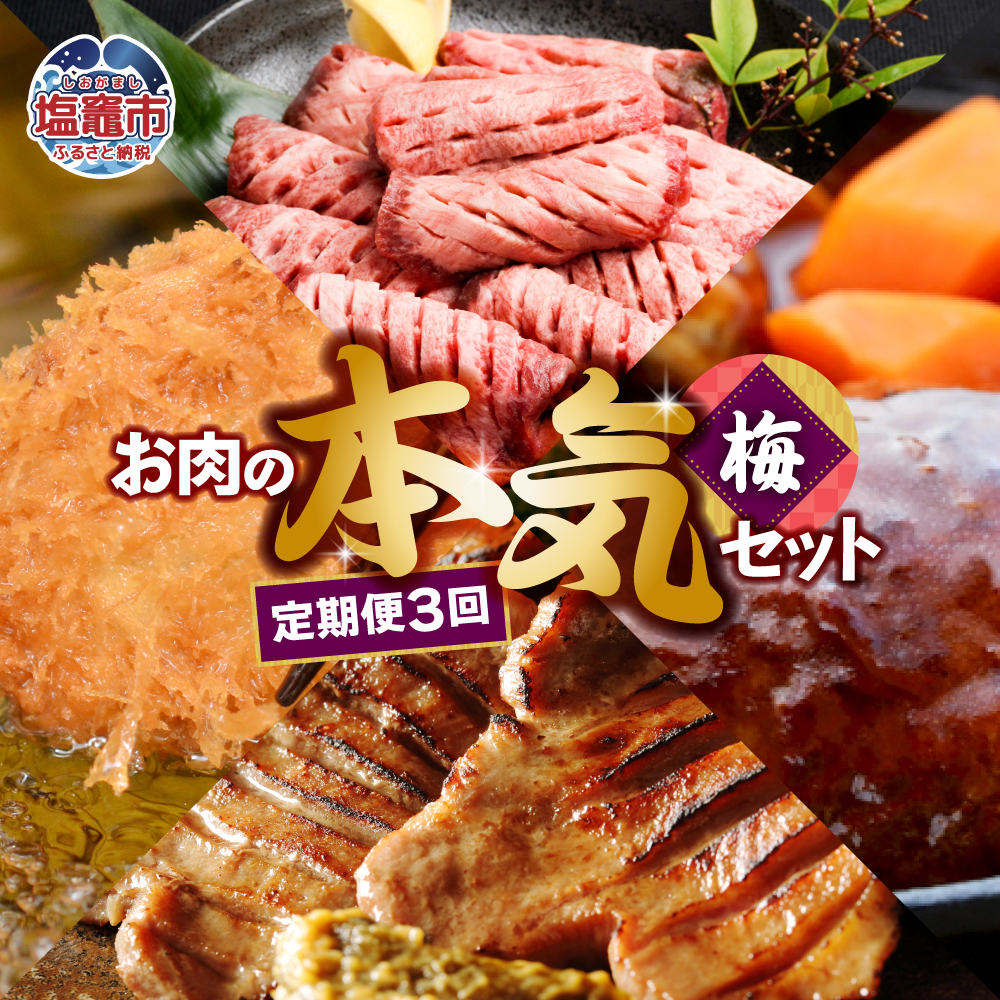 定期便 お肉屋さんのお肉の本気詰合せセット・梅<全3回>  5011849宮城県塩竈市240000肉牛肉
