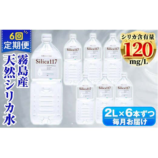 K-134-D 《定期便:6回》Silica117 2Lペットボトル×6本ずつ(計36本/72L)【シャディ】霧島市 水 シリカ シリカ水 シリカウォーター ミネラルウォーター ミネラル成分 飲料水 天然水 軟水 温泉水 ペ