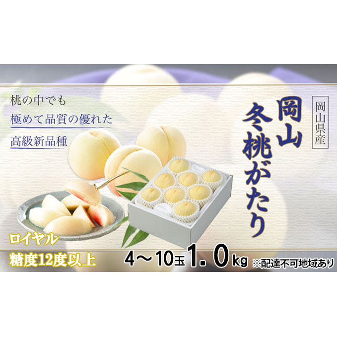 桃 岡山冬桃がたり ロイヤル 4〜10玉 約1kg  もも モモ 岡山県産 国産 フルーツ 果物 ギフト JA吉備路 デザート 食後 おやつ 新品種 希少 高級白桃 芳香な香り 岡山県玉野市52000果物・フルーツ
