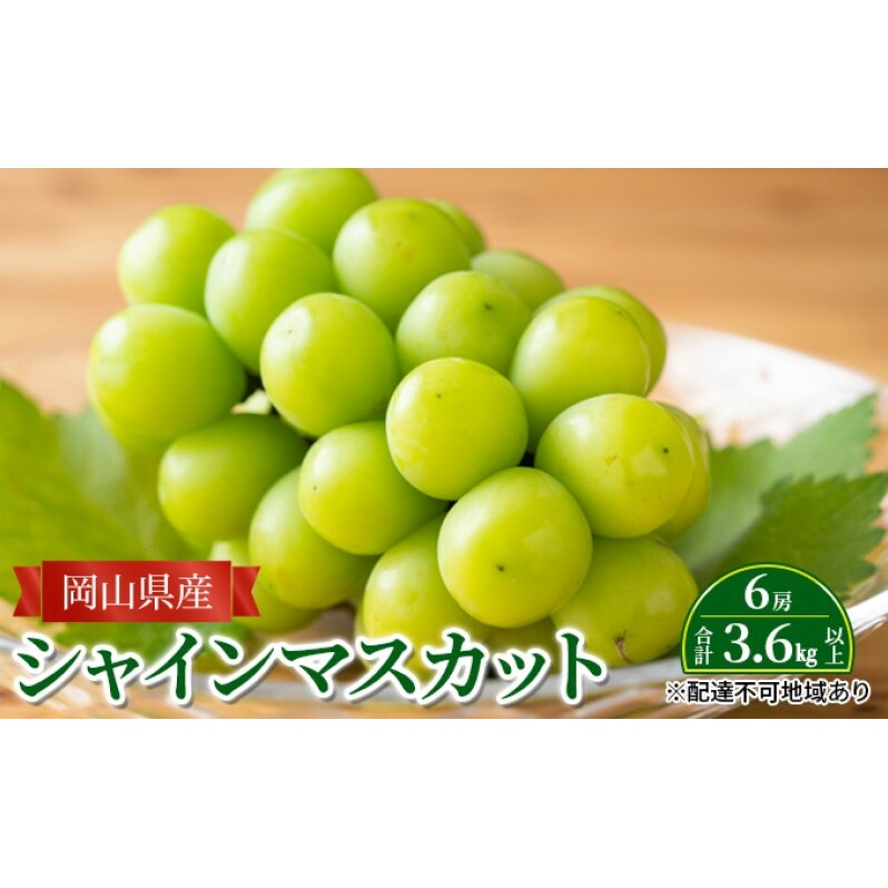 ぶどう 【2025年 先行予約】 シャインマスカット 6房 合計3.6kg以上 マスカット ブドウ 葡萄 岡山県産 国産 フルーツ 果物 ギフト岡山県玉野市70000果物・フルーツマスカット・ぶどう
