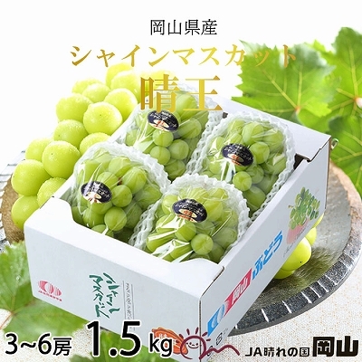 【2025年7月上旬より発送】岡山県産 シャインマスカット 晴王 1.5kg(3房〜6房) ぶどう 葡萄 ブドウ フルーツ 果物岡山県玉野市35000果物・フルーツマスカット・ぶどう