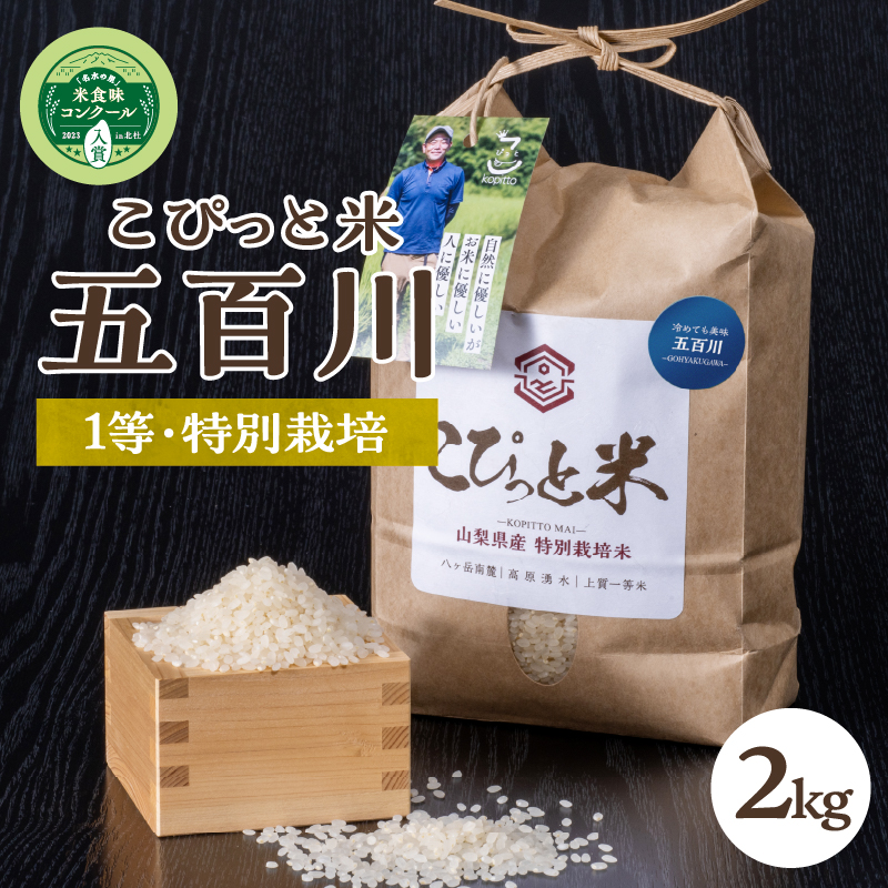 【令和7年度新米】【令和7年度米】こぴっと米【五百川】2kg 1等特別栽培米100%山梨県北杜市9000米・パン白米