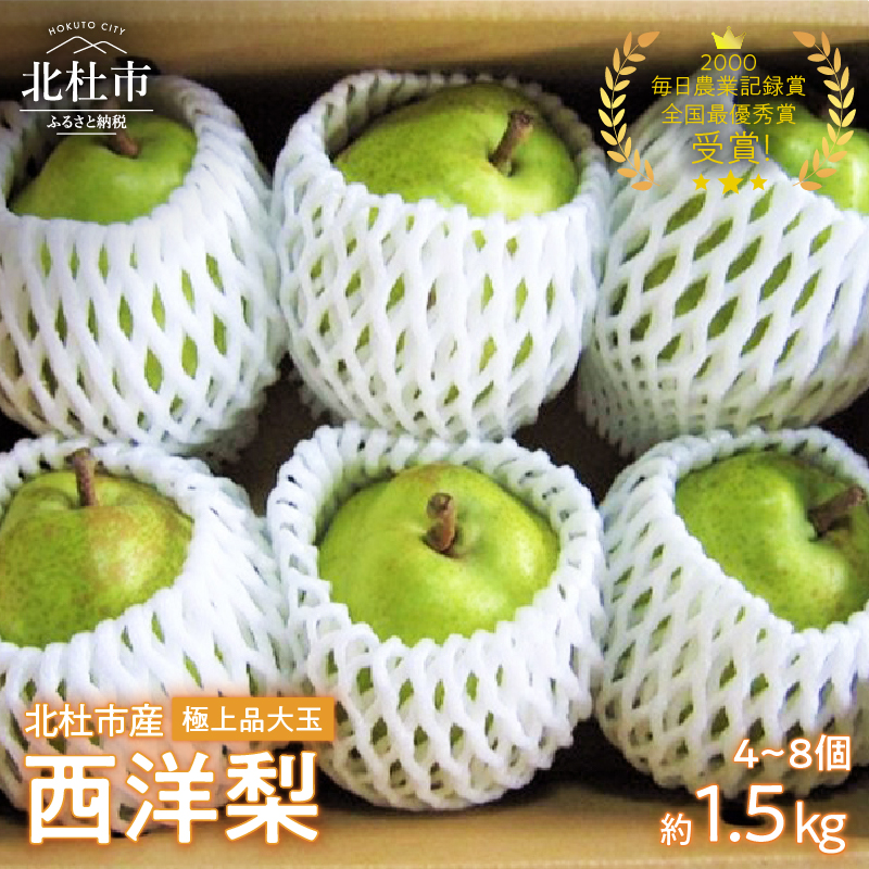 【2025年先行予約】糖度14度以上の極上品 大玉西洋梨 約1.5kg(4〜8個)山梨県北杜市11000果物・フルーツりんご・梨