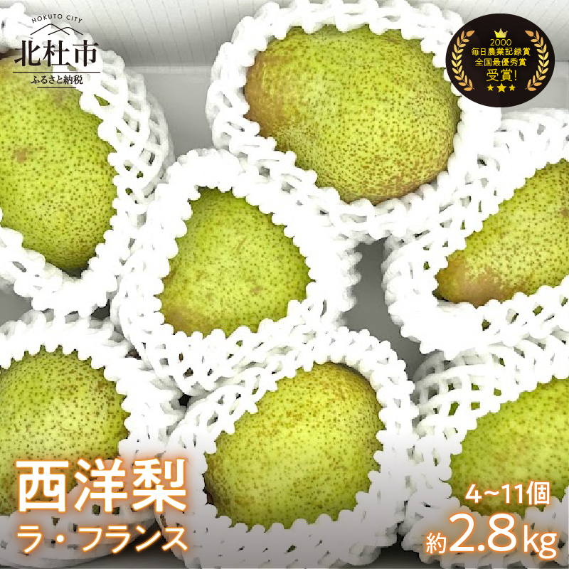 【2025年先行予約】西洋梨《ラ・フランス》約2.8kg(4〜11玉)光センサーで糖度14度以上を確認済山梨県北杜市20000果物・フルーツりんご・梨