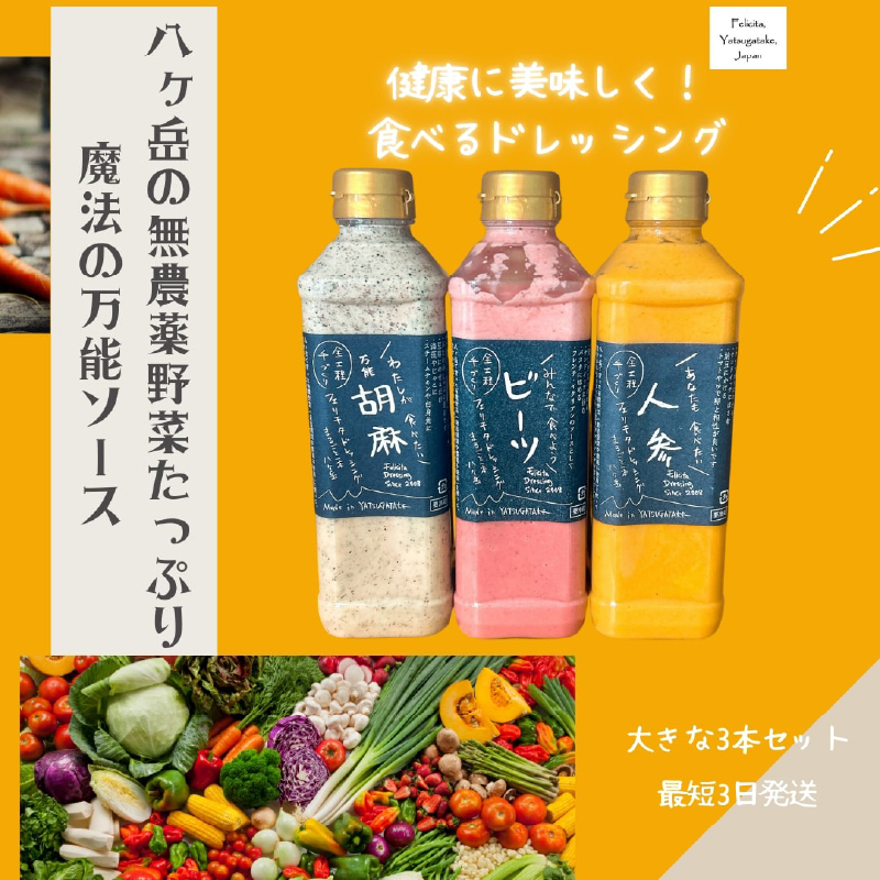 フェリチタドレッシング ラージ3本セット山梨県北杜市25000調味料・油
