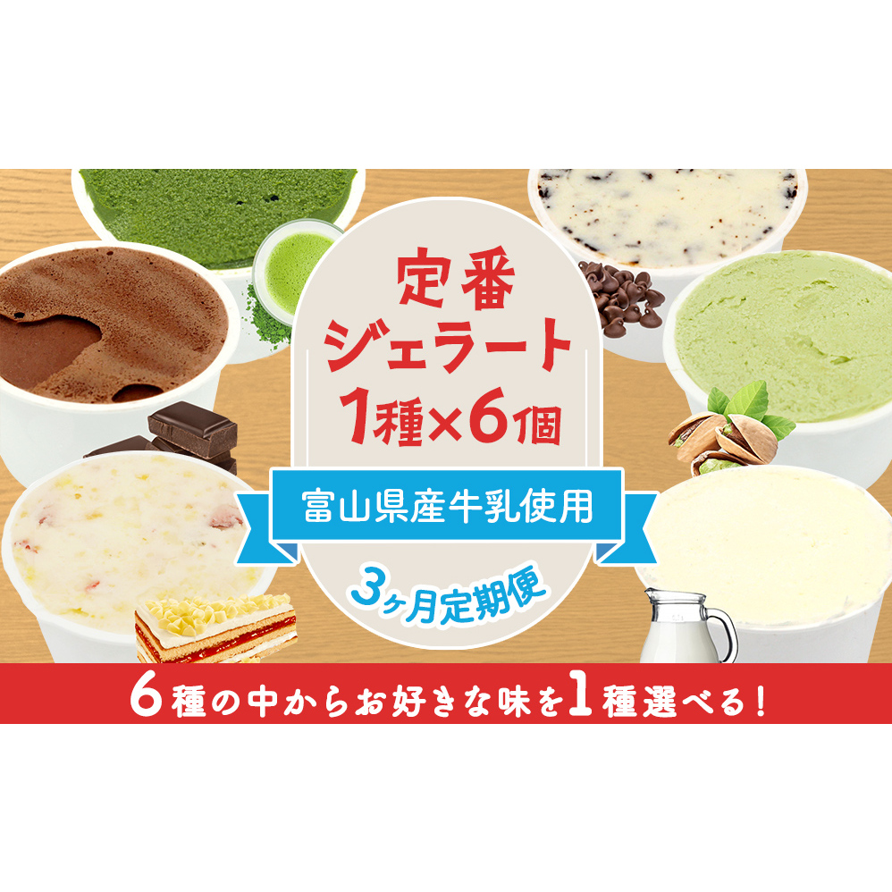 【3ヶ月定期便】【Himi Gelato】定番ジェラート6個(お好きな味1種類)富山県氷見市33000卵・乳製品その他卵・乳製品