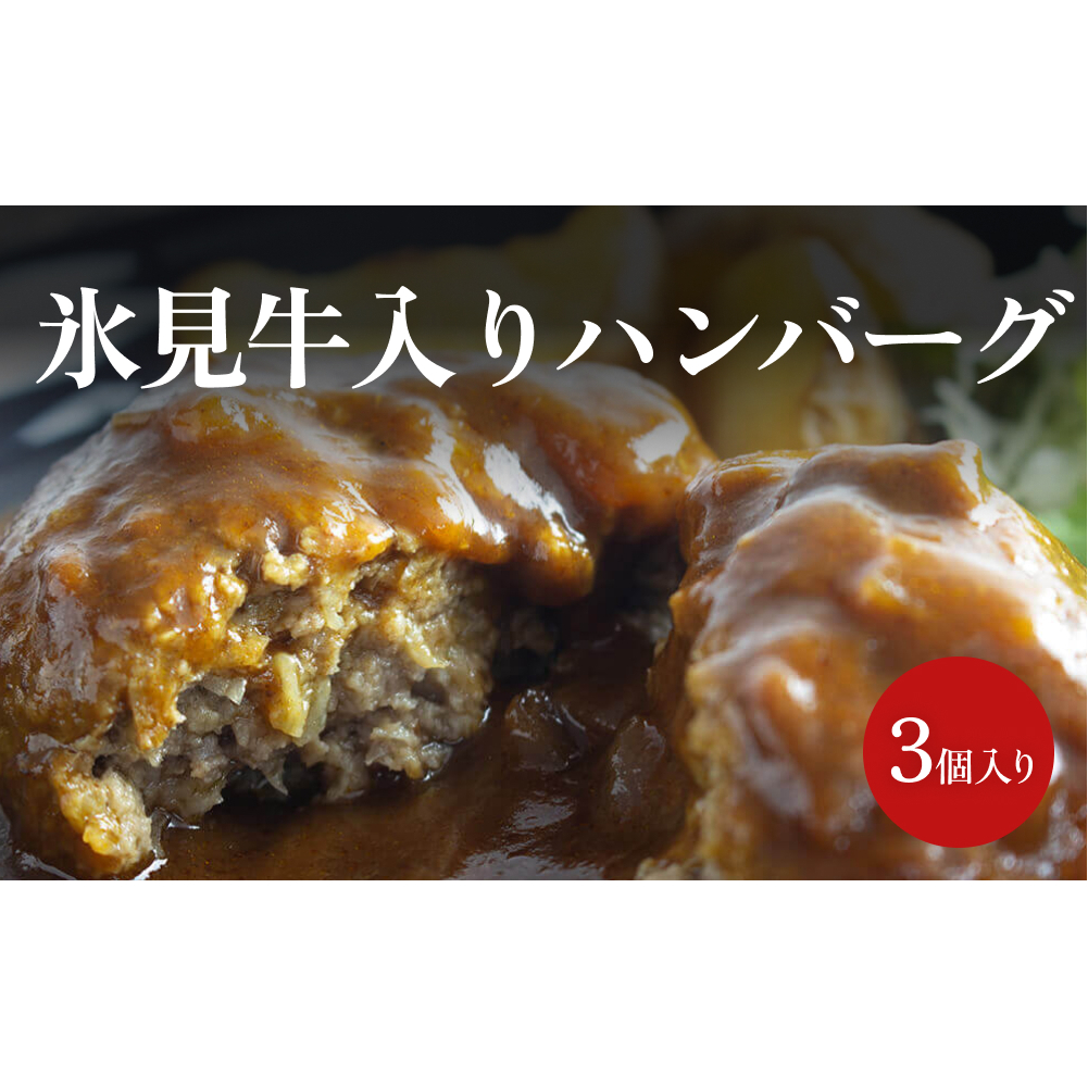 氷見牛入りハンバーグ(3個入り)  富山県 氷見市 ハンバーグ 惣菜 氷見牛 ギフト富山県氷見市8000肉加工肉(ハム・ソーセージ等)