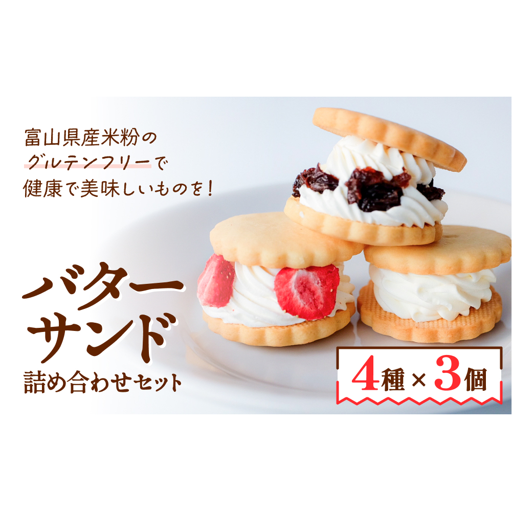 バターサンド 4種×3個 詰め合わせセット バターサンド 洋菓子 バタークリーム 富山県 氷見市富山県氷見市18000菓子・スイーツ焼き菓子