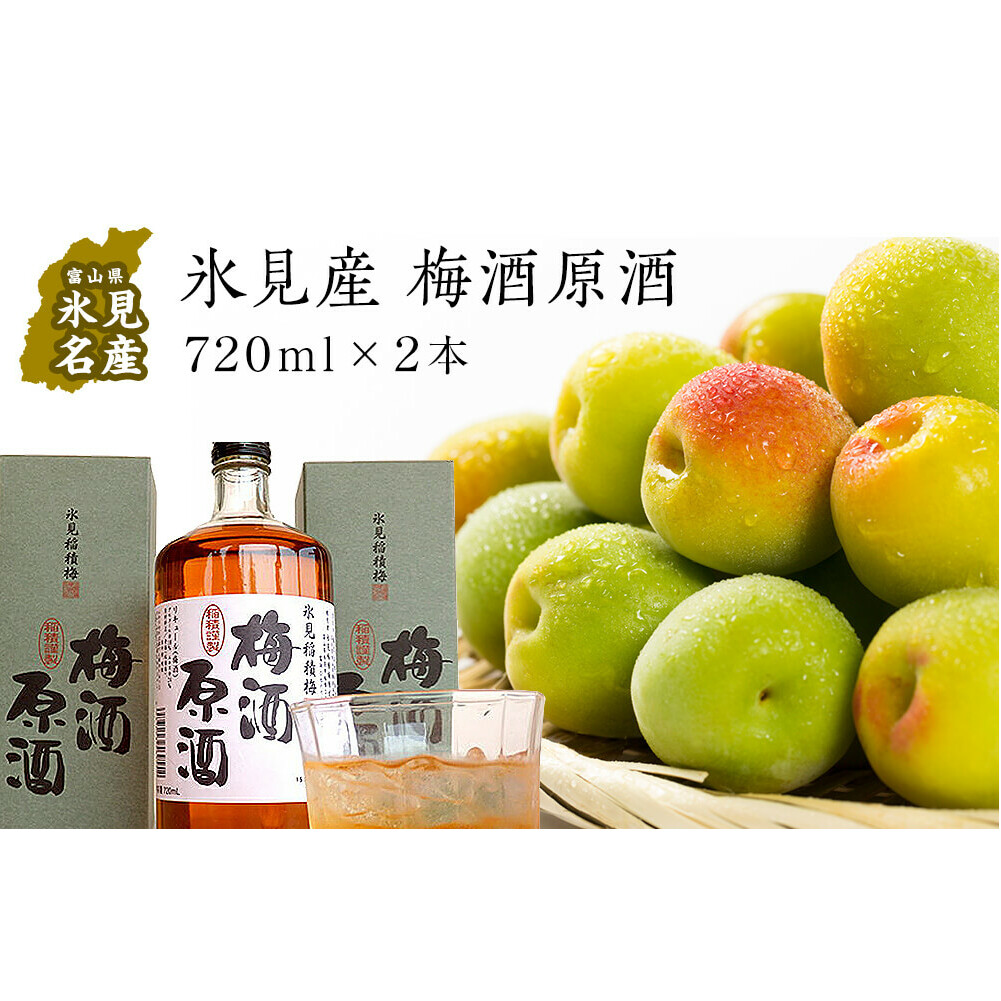 氷見稲積梅酒原酒(2本セット)|富山 氷見 エコファーマー 梅 国産 GI認証 GI登録 固定種 稲積梅 蔵元 梅酒 無添加 昔ながら 梅酒 お酒 アルコール 家飲み 瓶富山県氷見市14000酒・アルコール