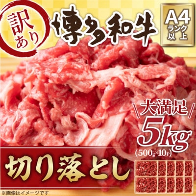 訳アリ!【A4〜A5】博多和牛切り落とし 5kg(500g×10パック)【配送不可地域:離島】【1370647】福岡県大野城市60000肉牛肉