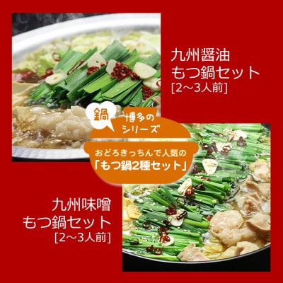 人気のもつ鍋2種セット「九州醤油もつ鍋」と「九州味噌もつ鍋」各2〜3人前【配送不可地域:離島】【1526428】福岡県大野城市22000鍋セット・総菜・加工食品鍋セット