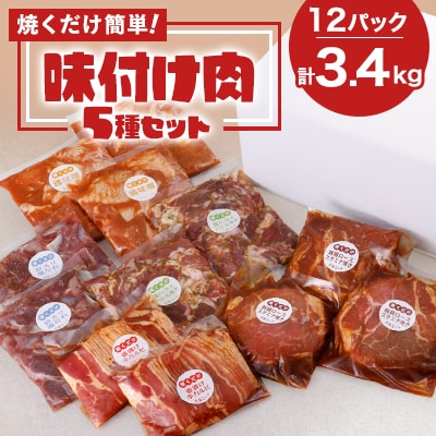 焼くだけ簡単!味付け肉セット《合計3.4kg》【配送不可地域:離島】【1607738】福岡県大野城市18000肉牛肉