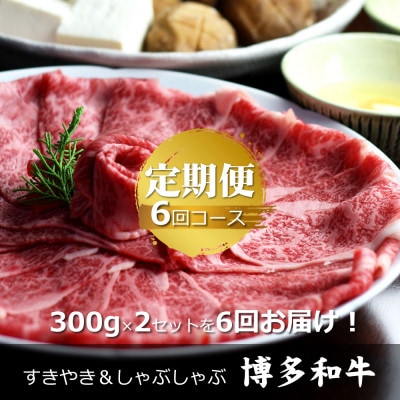 【毎月定期便】博多和牛 ザブトン・肩ロース芯 300g×2パック全6回【配送不可地域:離島】【4056346】福岡県大野城市162000肉牛肉