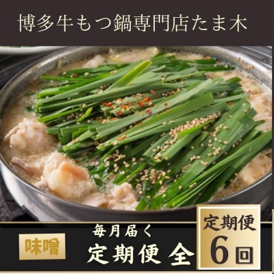 【毎月定期便】【博多牛もつ鍋専門店たま木】牛もつ鍋セット みそ味(2〜3人前)牛もつ肉400g全6回【配送不可地域:離島】【4057676】福岡県大野城市90000鍋セット・総菜・加工食品鍋セット