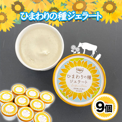 ひまわりの種ジェラート 9個セット 笠岡ジェラート工房ハッピーのカップアイス 《45日以内に出荷予定(土日祝除く)》ジェラート アイス アイスクリーム ミルク ヒマワリの種 デザート---H-11-