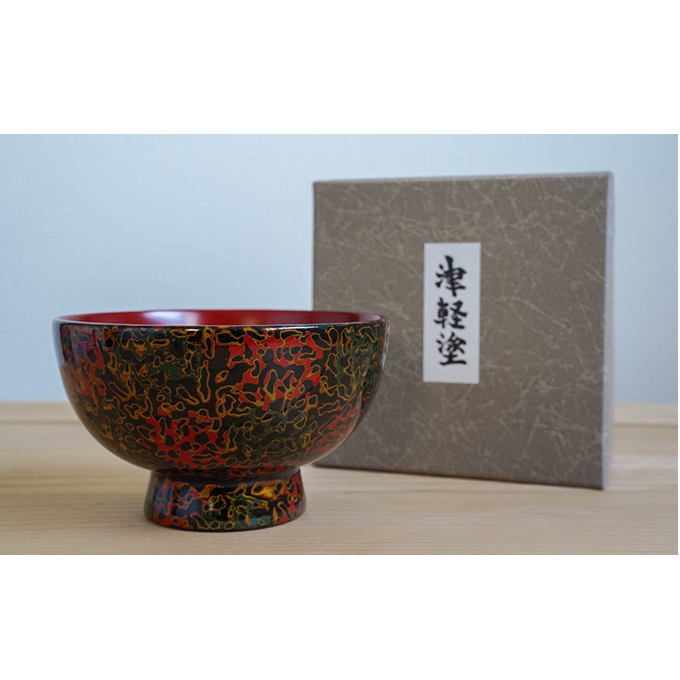津軽塗 汁椀1客・唐塗 黒口呂上 食器 工芸品 伝統技術 手作り 青森県鶴田町42000雑貨・日用品食器・グラス