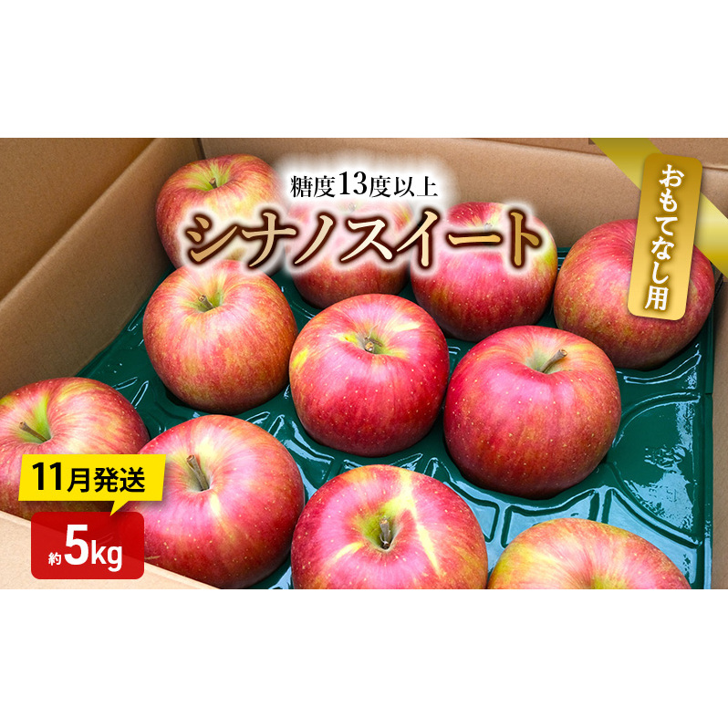 りんご【11月発送】糖度13度以上 シナノスイート おもてなし品  約5kg【青森りんご】青森県鶴田町22000果物・フルーツりんご・梨