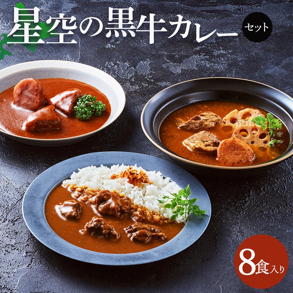 「星空の黒牛」カレー・シチュー・スープカレーセットC 8食【 ビーフシチュー カレー スープカレー 加工品 肉加工品 おうちごはん 簡単調理 レトルト セット グルメ ギフト お取り寄せ 標