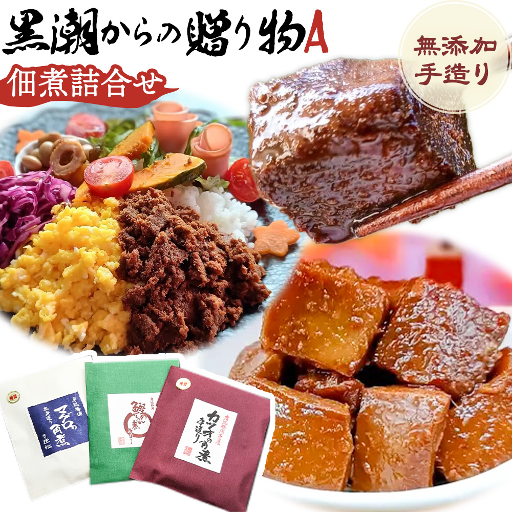 千葉県勝浦市 黒潮からの贈り物A(佃煮詰合せ) 有限会社 佃煮近江《90日以内に出荷予定(土日祝除く)》カツオの角煮 マグロの角煮 カツオのしぐれ煮【配送不可地域:離島】---kastuura_omi_2---千
