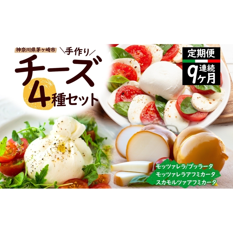 【 9ヶ月定期便】チーズ 4種 詰め合わせ 各1個 Osteria e Bottega S モッツァレラチーズ ブラッターチーズ スカモルツァアフミカータ 神奈川県 茅ケ崎市 乳製品 牛乳 手作業 ミルク 銀賞 幻のチー