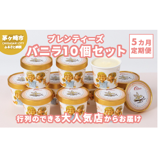 5ヵ月定期便 プレンティーズ バニラ 10個セット アイス アイスクリーム 氷菓 バニラアイス バニラ味 バニラ フレーバー バニラビーンズ スタンダードバニラ ローカルアイス ご当地グルメ お