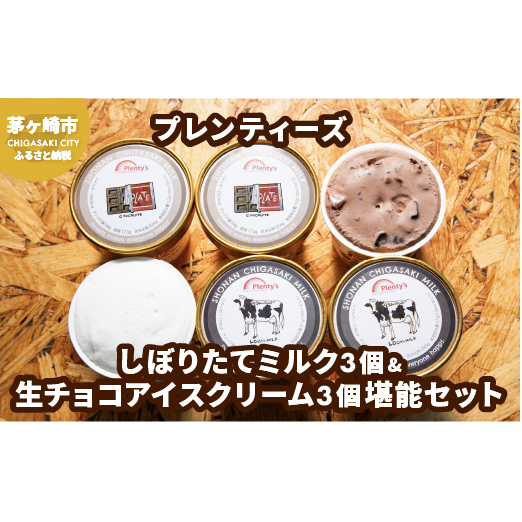 プレンティーズ しぼりたてミルク&生チョコアイスクリーム堪能セット 各3個 計6個 アイスクリーム ミルクアイス アイス チョコアイス チョコレートアイス 生チョコ ローカルアイス お取