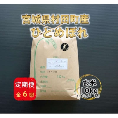 【毎月定期便】宮城県村田町産ひとめぼれ 玄米10kg(10kg×1)全6回【4074969】宮城県村田町170000米・パン玄米・雑穀米・もち米・餅