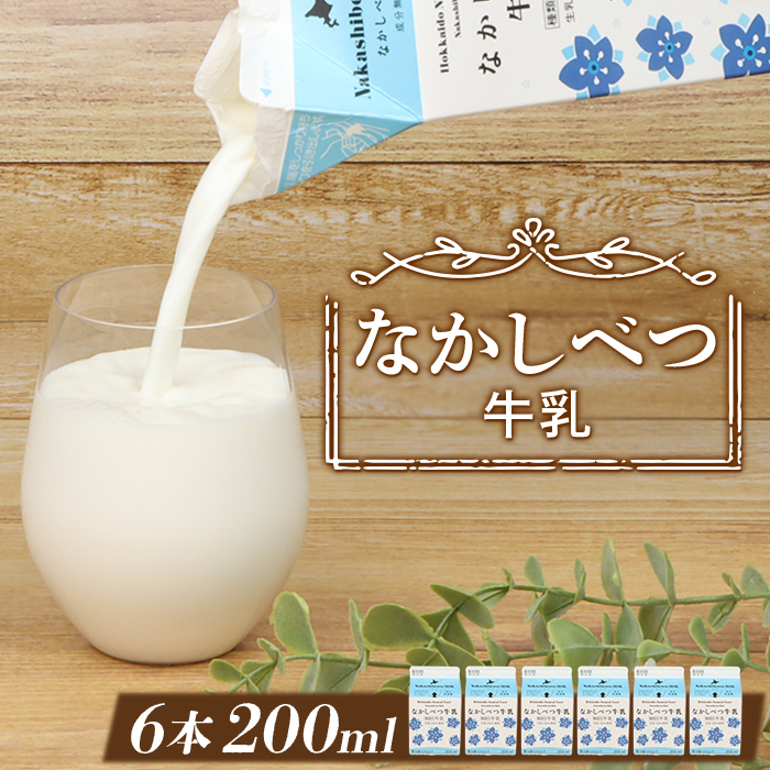北海道なかしべつ牛乳 200ml×6個【1402501】北海道中標津町4000卵・乳製品牛乳・乳飲料