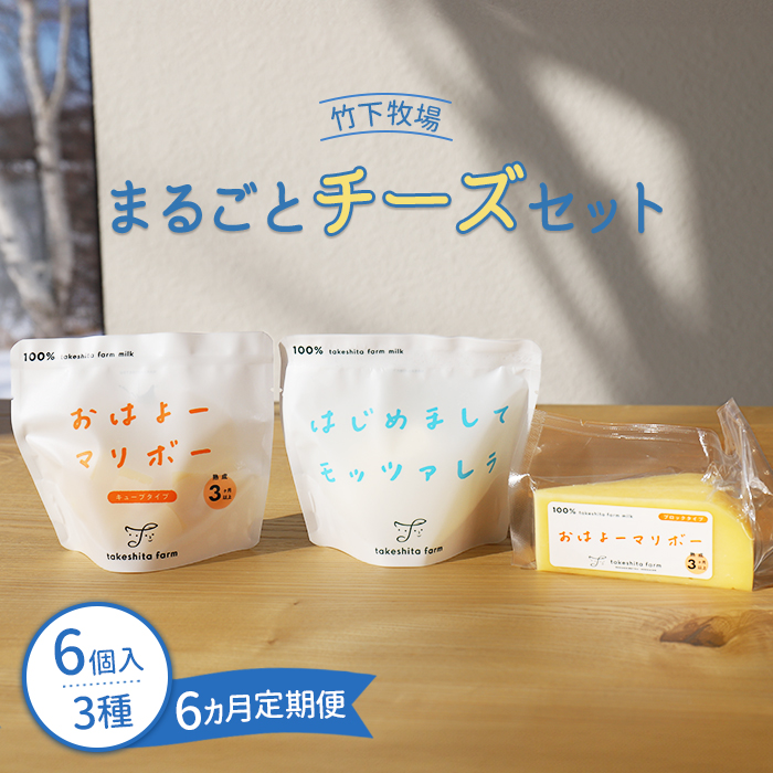 竹下牧場 takeshita farm【定期便6ヶ月】まるごとチーズセット 計560g【2400301】北海道中標津町82000卵・乳製品その他卵・乳製品