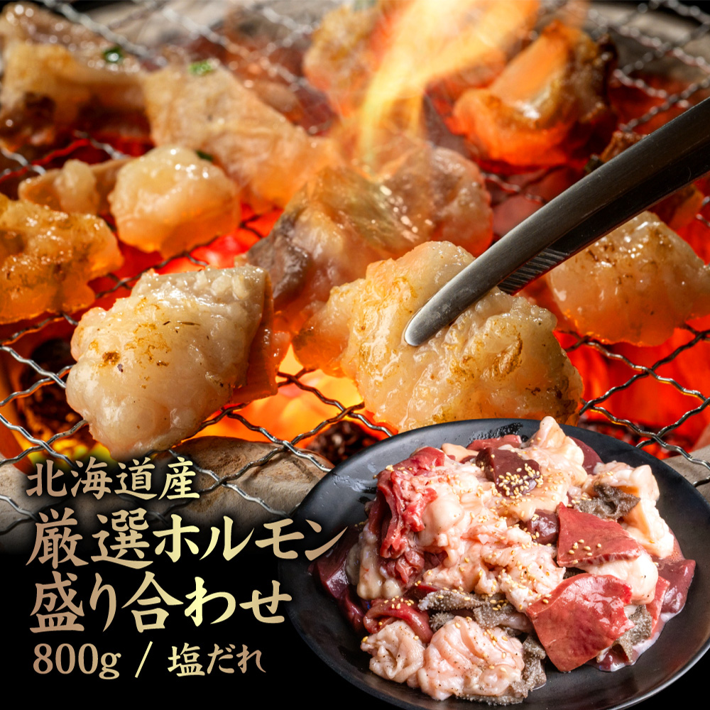 北海道産 厳選ホルモン盛り合わせ800g 塩だれ【57003】北海道中標津町14000肉牛肉