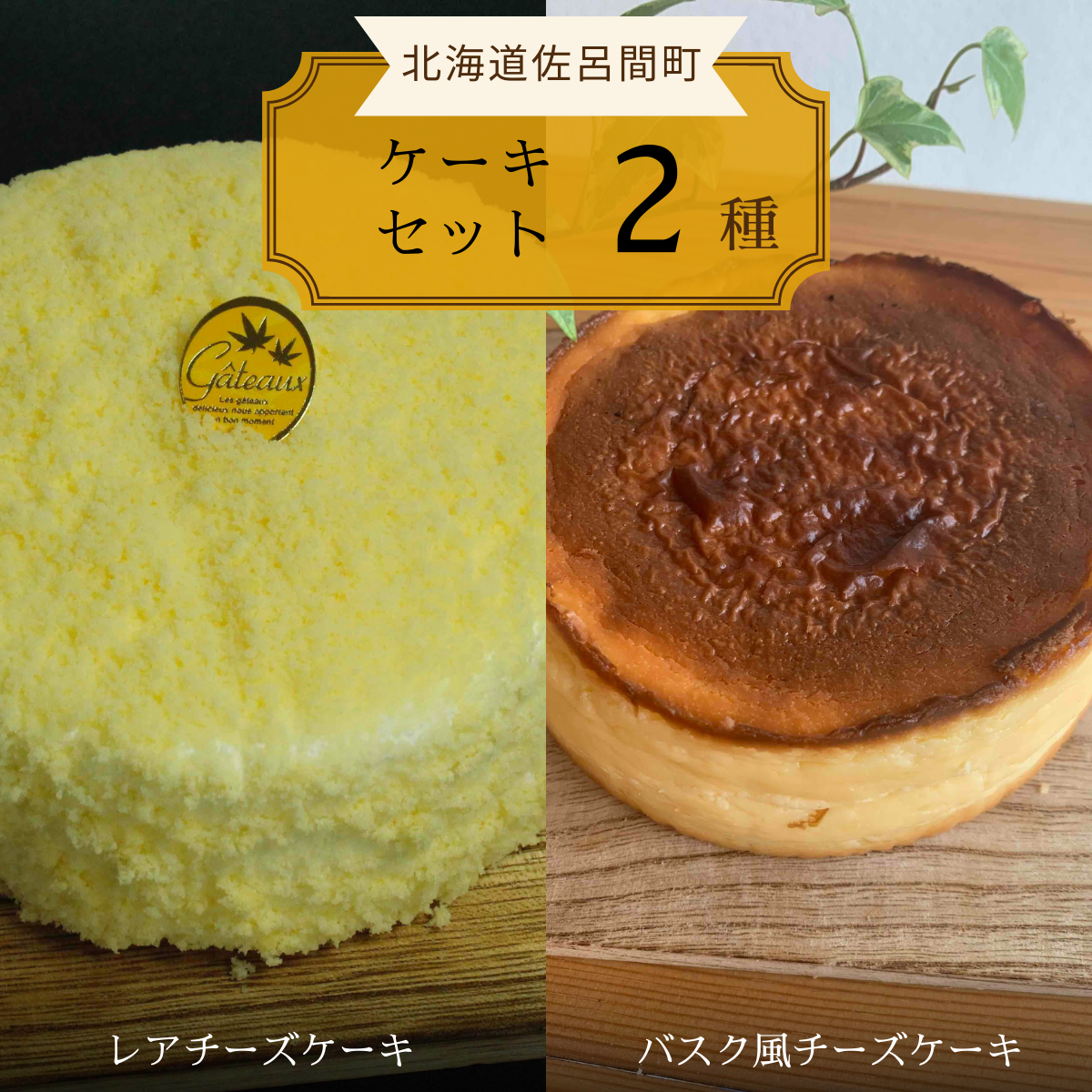 2種のケーキセット(レアチーズケーキ・バスク風チーズケーキ) SRMJ022北海道佐呂間町13000菓子・スイーツケーキ・カステラ