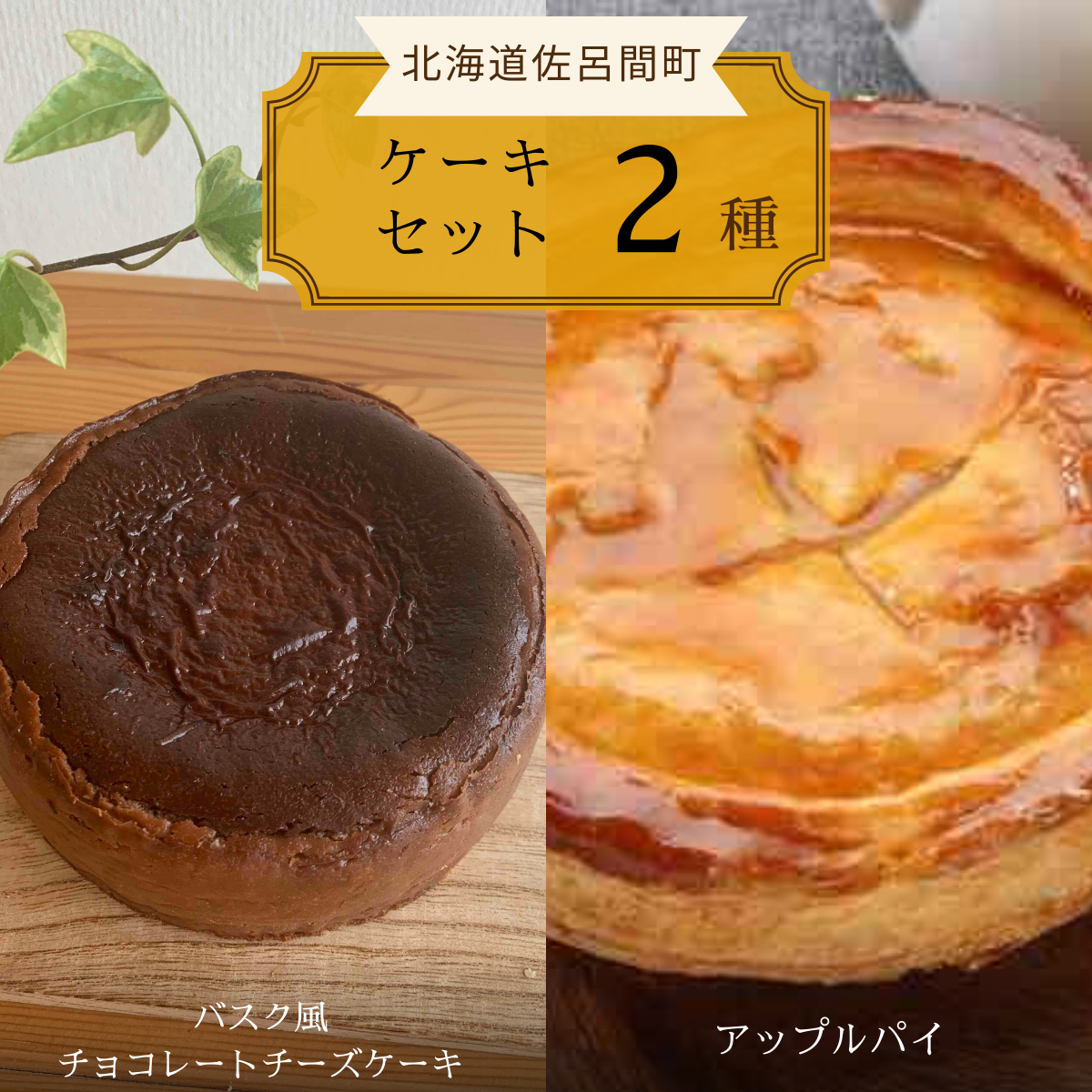 2種のケーキセット(バスク風チョコレートチーズケーキ・アップルパイ) SRMJ039北海道佐呂間町12000魚介・海産物貝類