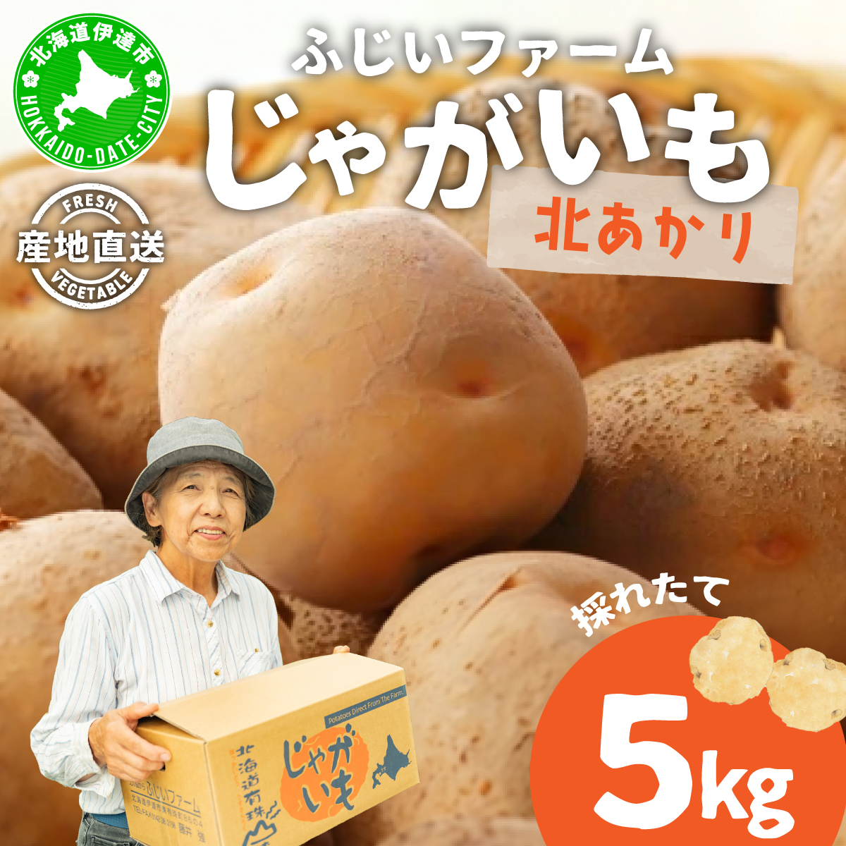 北海道産 じゃがいも 北あかり 約5kg  ジャガイモ 馬鈴薯 ポテト 芋 イモ きたあかり キタアカリ 栗じゃがいも 先行受付 産地直送 野菜 農作物 ホクホク じゃがバター コロッケ 人気 ふじいフ