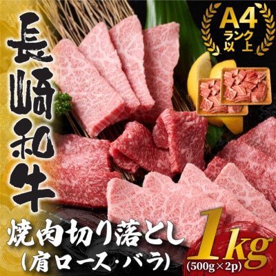 【毎月定期便】訳あり!【A4〜A5】長崎和牛焼肉切り落とし1kg(500g×2P)(松浦市)全6回【配送不可地域:離島】【4052573】長崎県松浦市108000肉牛肉