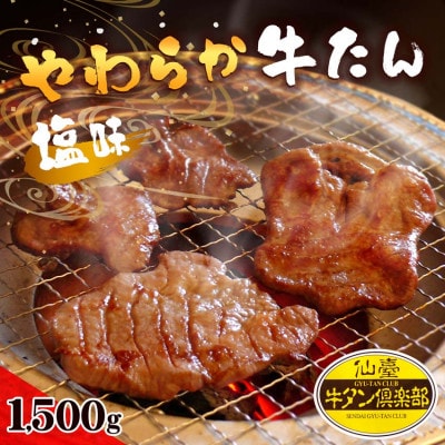 やわらか牛たん 塩味 14〜15人分 1,500g(150g×10パック)【配送不可地域:離島】【1638380】宮城県登米市53000肉牛肉