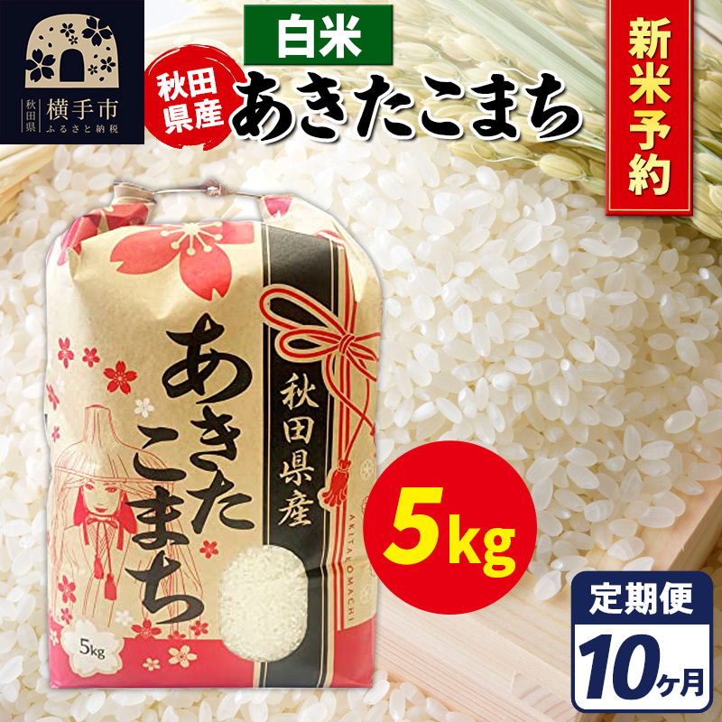 《令和7年産 新米受付》《定期便10ヶ月》あきたこまち 5kg【白米】秋田県産 こまちライン秋田県横手市207000米・パン白米