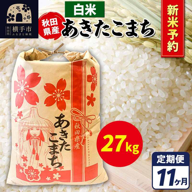 《令和7年産 新米受付》《定期便11ヶ月》あきたこまち 27kg【白米】秋田県産 こまちライン秋田県横手市1203000米・パン白米