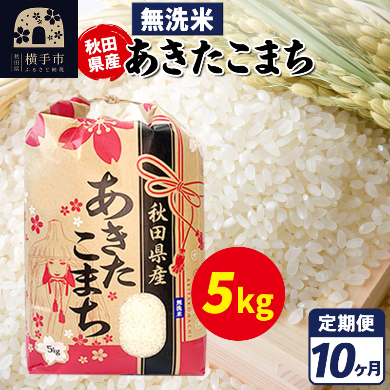 《定期便10ヶ月》あきたこまち 5kg【無洗米】令和7年産 秋田県産 こまちライン秋田県横手市192000米・パン無洗米