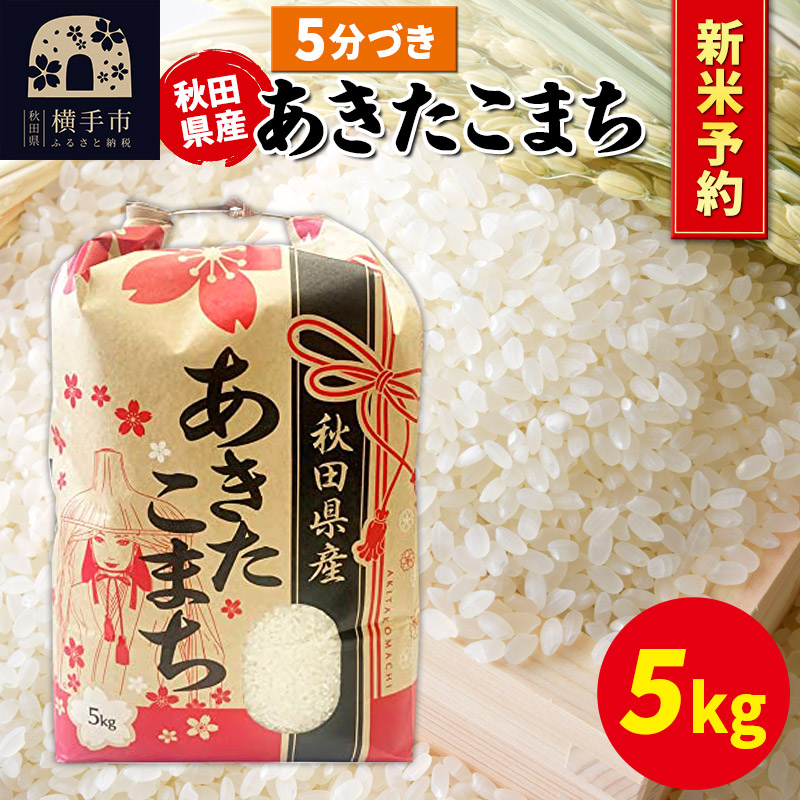 《令和7年産 新米受付》あきたこまち 5kg×1袋【5分づき】秋田県産 こまちライン秋田県横手市21000米・パン白米