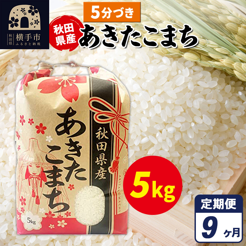 《定期便9ヶ月》あきたこまち 5kg【5分づき】令和7年産 秋田県産 こまちライン秋田県横手市173000米・パン白米