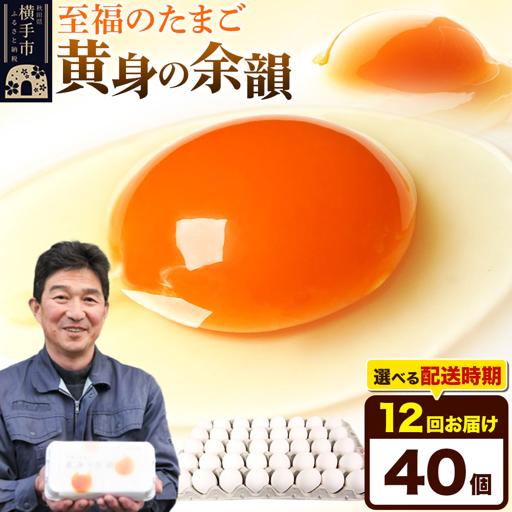 【常温発送】《定期便12ヶ月》黄身の余韻 40個(業務用)【発送時期が選べる】東海林養鶏場 黄身の余韻 卵 玉子 たまご タマゴ 12か月 12ヵ月 12カ月 12ケ月 開始時期選べる秋田県横手市120000