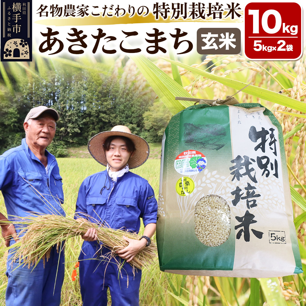 【玄米】【令和6年産】名物農家こだわりの特別栽培米 あきたこまち 10kg(5kg×2袋)秋田県横手市38000米・パン玄米・雑穀米・もち米・餅