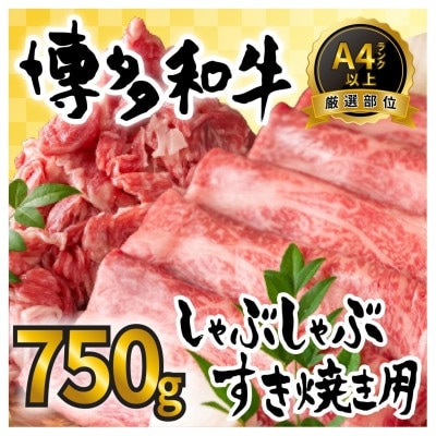 訳アリ!【A4〜A5】博多和牛しゃぶしゃぶすき焼き750gセット(岡垣町)【配送不可地域:離島】【1321056】福岡県岡垣町14000肉牛肉