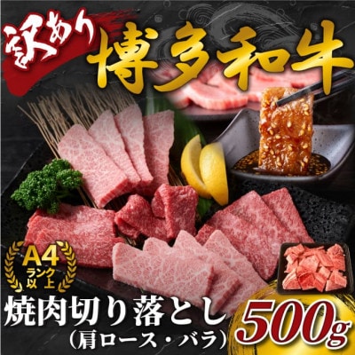 訳あり!【A4〜A5】博多和牛焼肉切り落とし(肩ロース・バラ) 500g(岡垣町)【配送不可地域:離島】【1417972】福岡県岡垣町12500肉牛肉