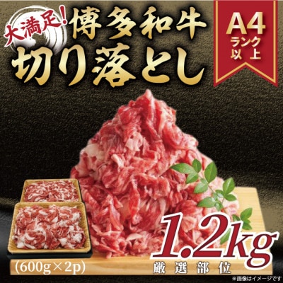 訳あり!博多和牛切り落とし 1.2kg(600g×2p)(岡垣町)【配送不可地域:離島】【1505042】福岡県岡垣町16000肉牛肉