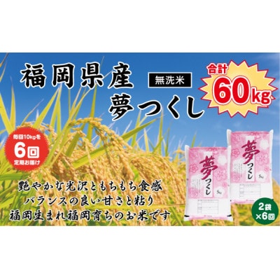 【毎月定期便】《無洗米》【食味鑑定士厳選】福岡県産 夢つくし10kg(5kg×2袋)(岡垣町)全6回【4074357】福岡県岡垣町192000米・パン無洗米
