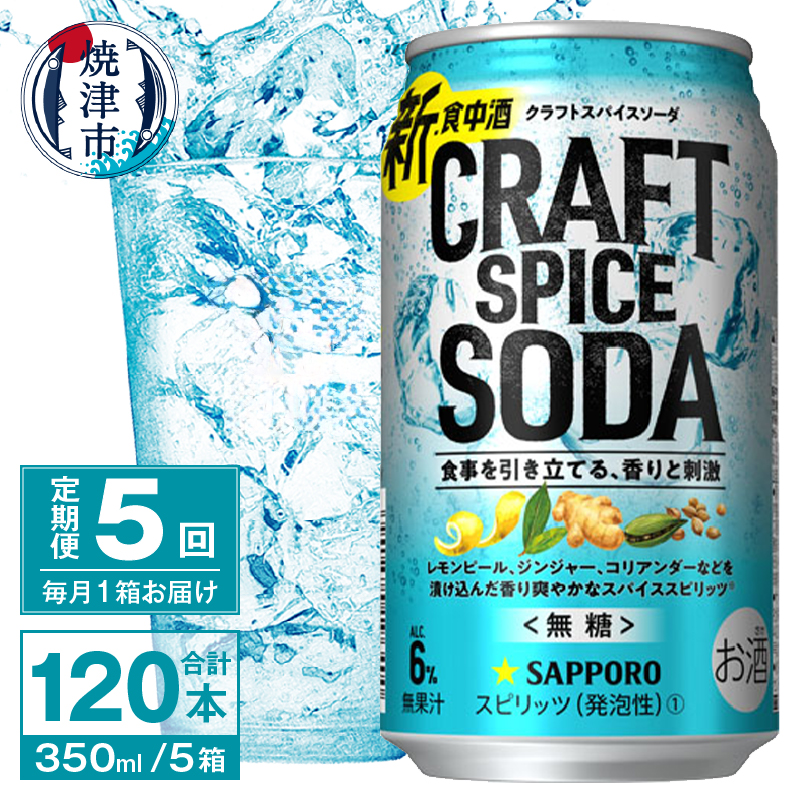 T0077-1305 【定期便5回】サッポロ クラフトスパイスソーダ 350ml×24本静岡県焼津市65000酒・アルコールその他 酒・アルコール