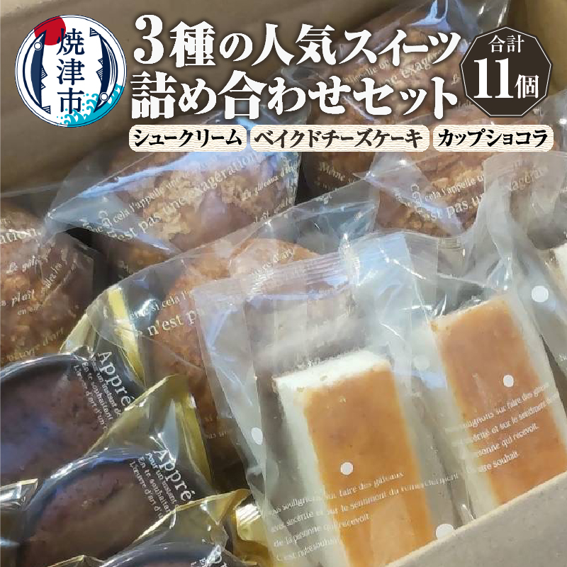 a10-1142 人気スイーツ詰め合わせセット 3種 11個静岡県焼津市10000菓子・スイーツその他 洋菓子