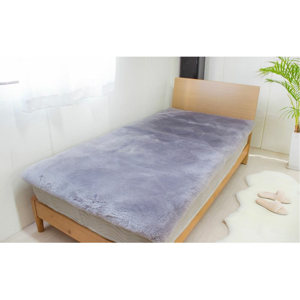 奈良 (株)マスダ製 ムートン シーツ セミダブル グレー/ 寝具 ムートン 羊毛皮 羊毛 スプリングラム 100%使用 天然素材 オールシーズン 通年 贈り物 プレゼント 誕生日 記念日 株式会社マス